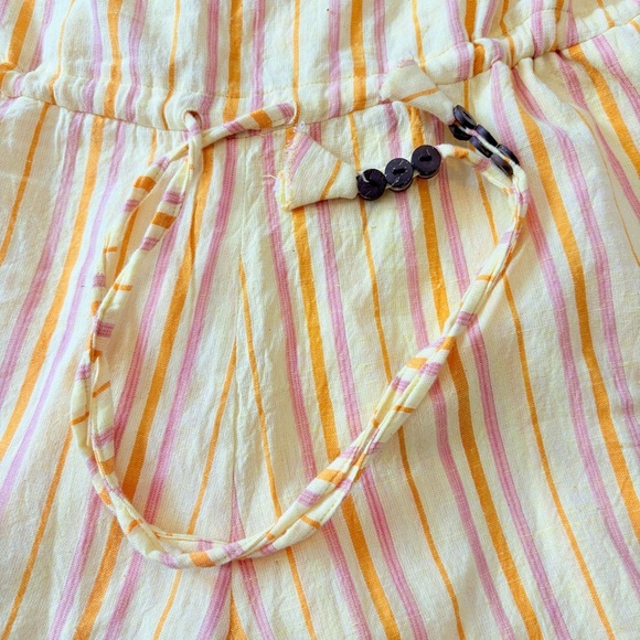 Anthropologie L Kopali Yellow Pink Mustard Striped Strapless Shorts Jumpsuit - Picture 6 of 15